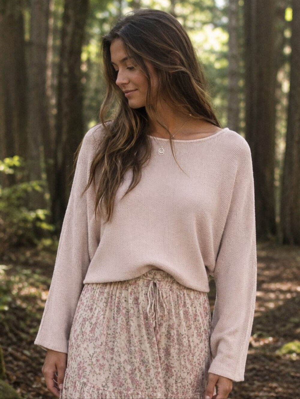 Cyrus Wide Neck Dolman Sleeve Sweater In Beige. Size - M